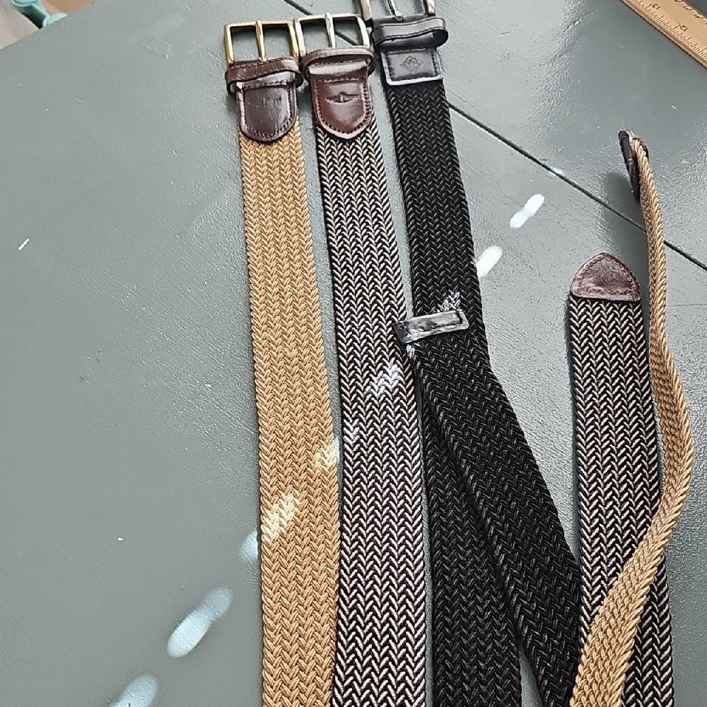 Stylish Men's Woven Belts Set - Black, Tan, and Nave Blue.‎